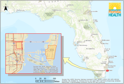distribuzione casi di Zika in Florida